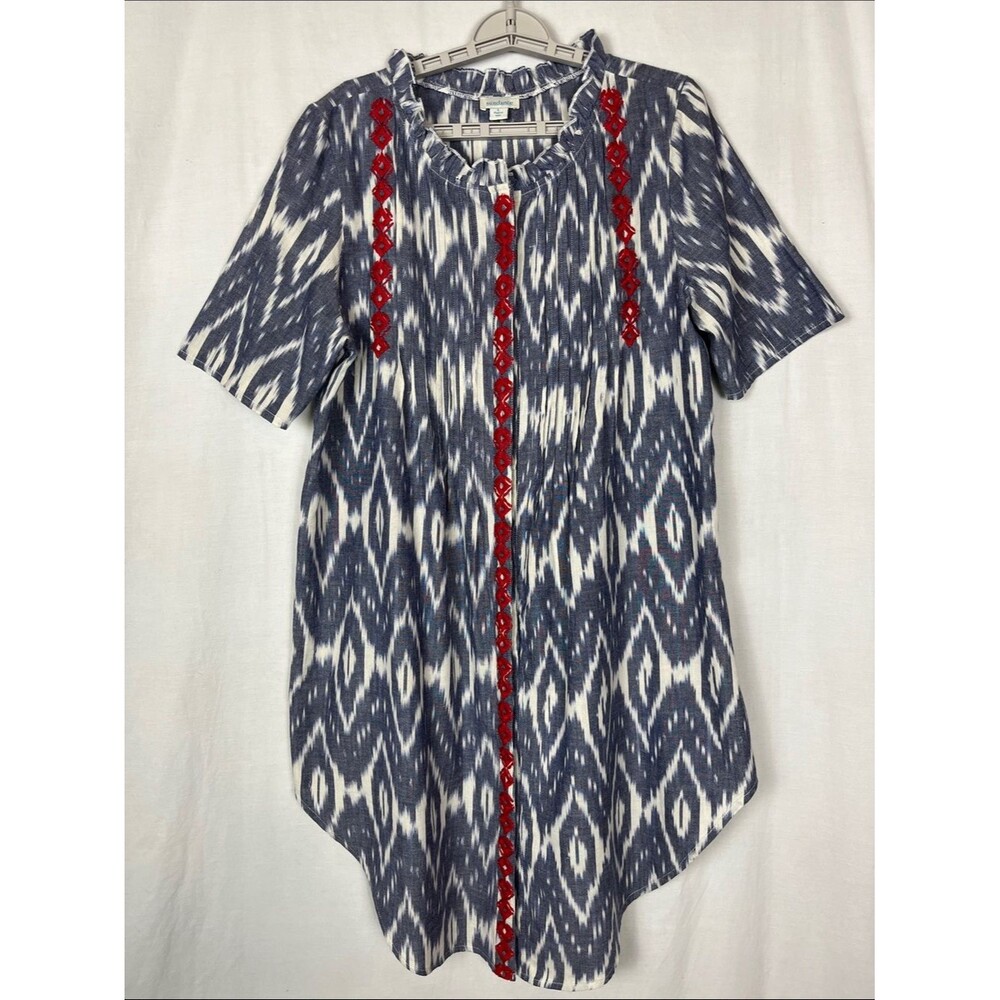 Sundance Red White and Blue Isabel Shift Cotton Midi Dress